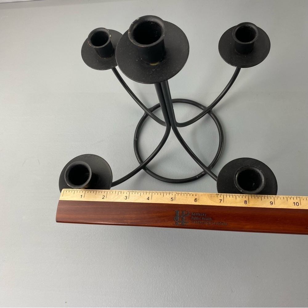 5 Arm Black Metal Taper Centerpiece Candleholder - Picture 6 of 6